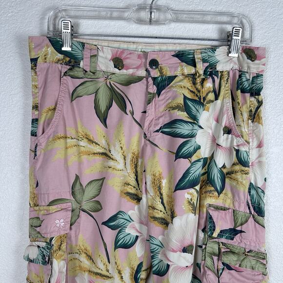 Lucky Brand Dungarees Capri Pants Size 6 Vintage Y2K Floral Printed Cargo Pink - Picture 2 of 8